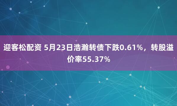 迎客松配资 5月23日浩瀚转债下跌0.61%，转股溢价率55.37%